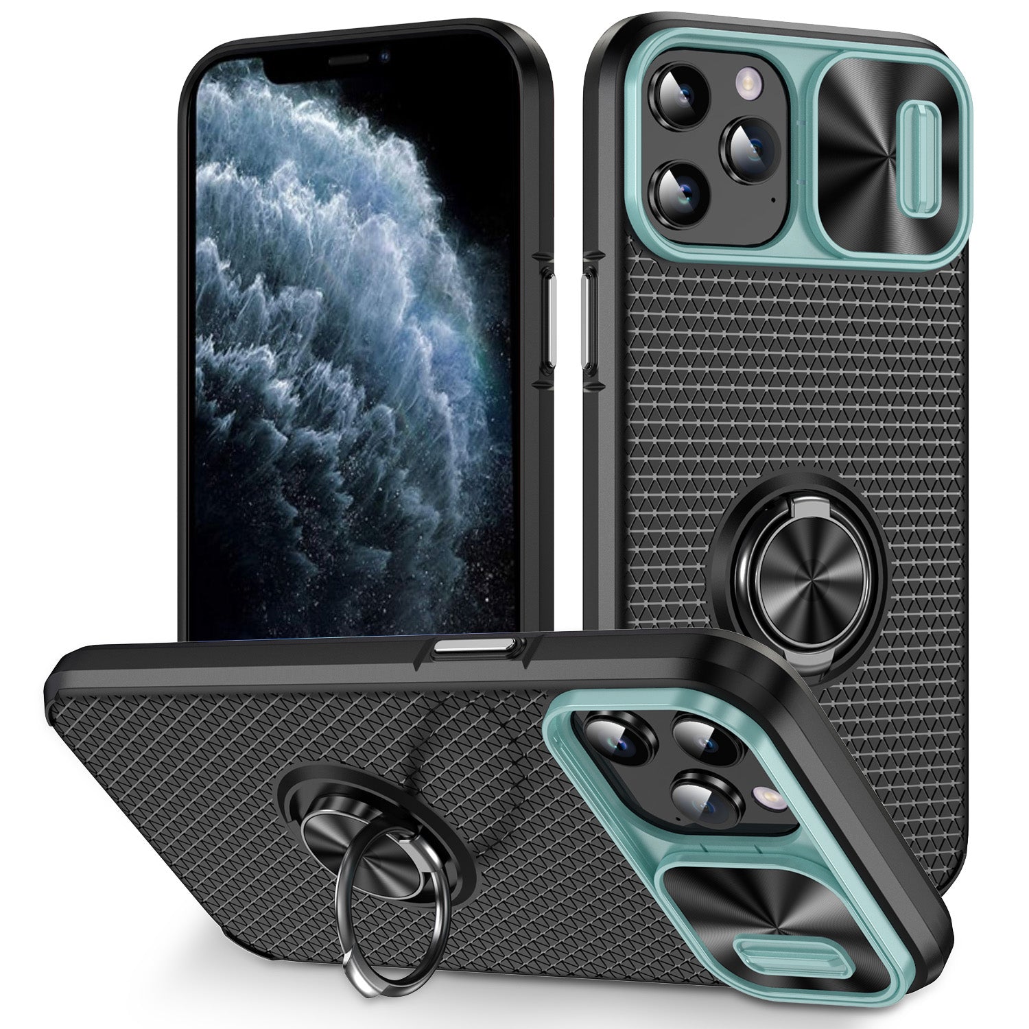 Ring Kickstand PC TPU telefontaske til iPhone 11 Pro Slide Kamera Lens Cover Smartphone Cover Ring Kickstand PC TPU telefontaske til iPhone 11 Pro Slide Kamera Lens Cover Smartphone Cover